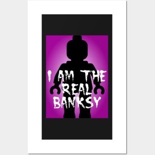 Black Minifig with "I am the Real Banksy" slogan, Customize My Minifig Posters and Art